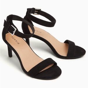 NWT Torrid Black Faux Suede Ankle Strap Stiletto Heel Size 8 WW Extra Wide Width